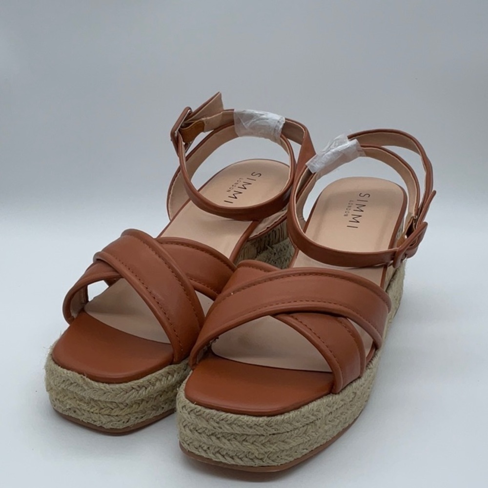 Simmi London Halima chunky strap wedge sandals in brown